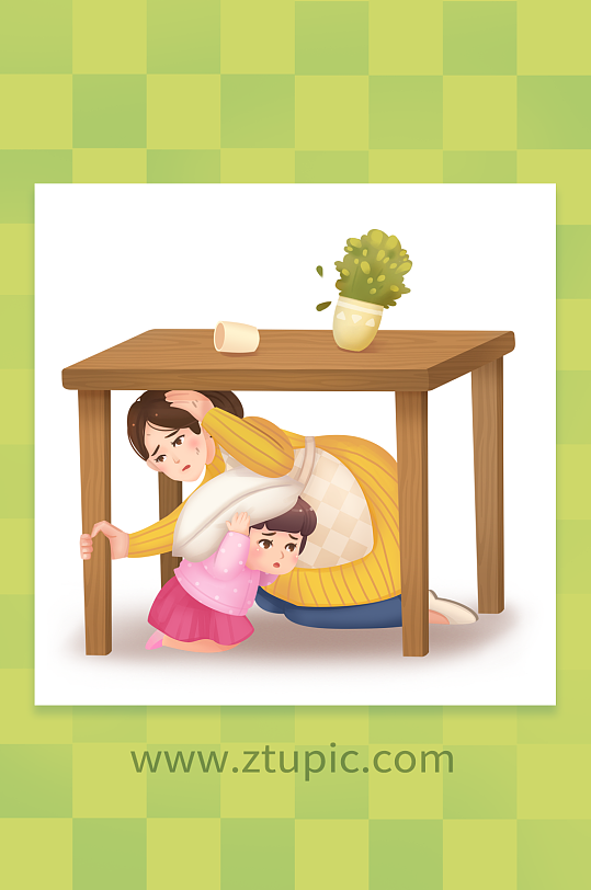 地震正确避难防灾减灾人物插画-众图网