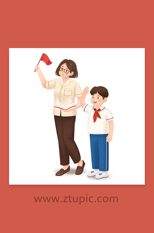 愛國 教師學(xué)生七一建黨節(jié)人物插畫