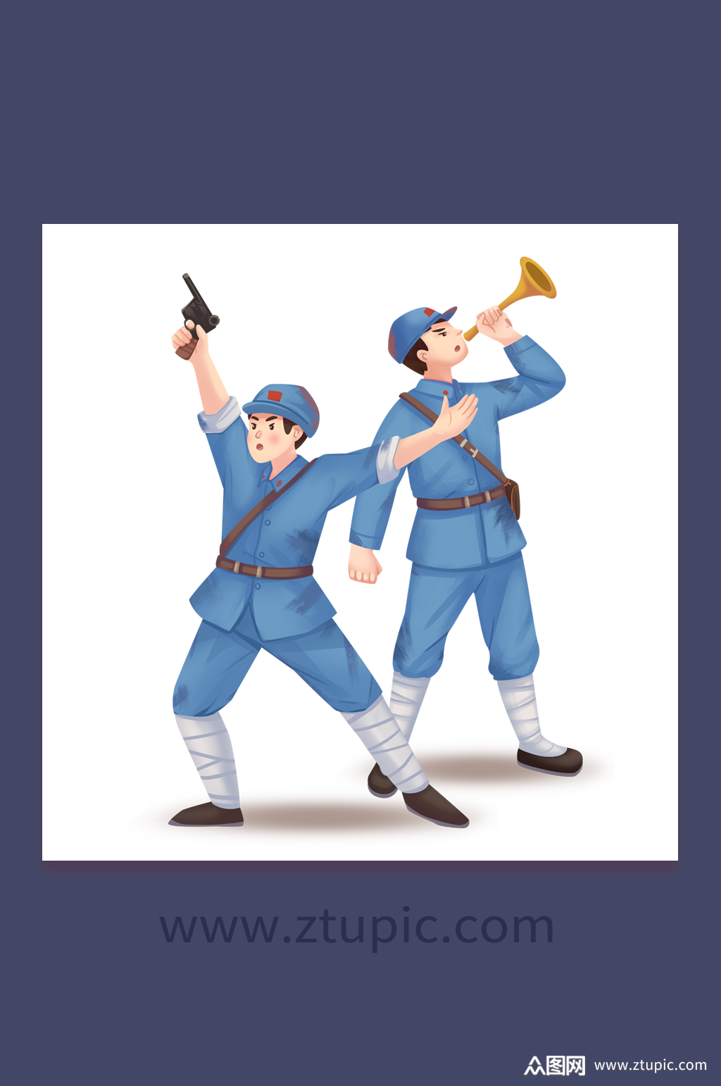爱国部队军人全力出击士兵七七事变人物插画