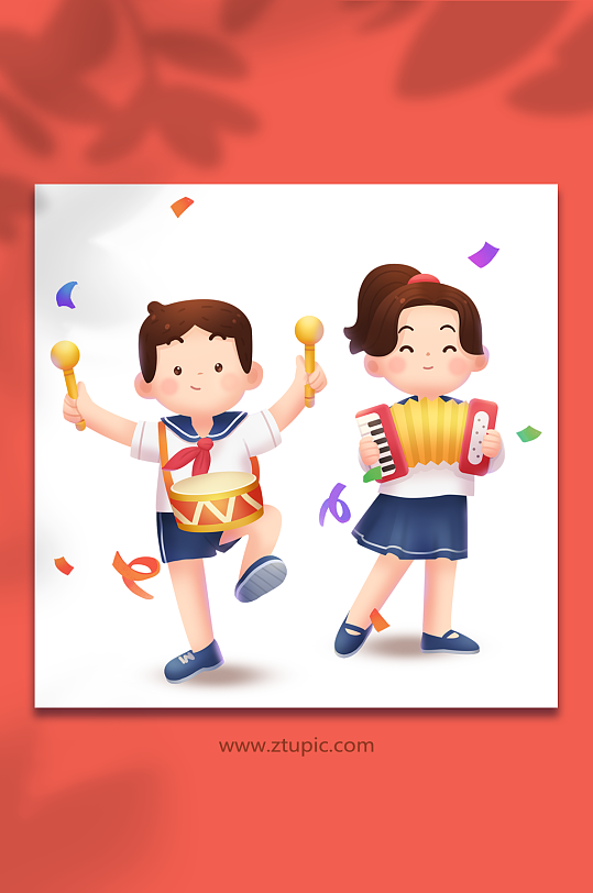 开学季小学生插画国庆节原创插画欢乐国庆-众图网