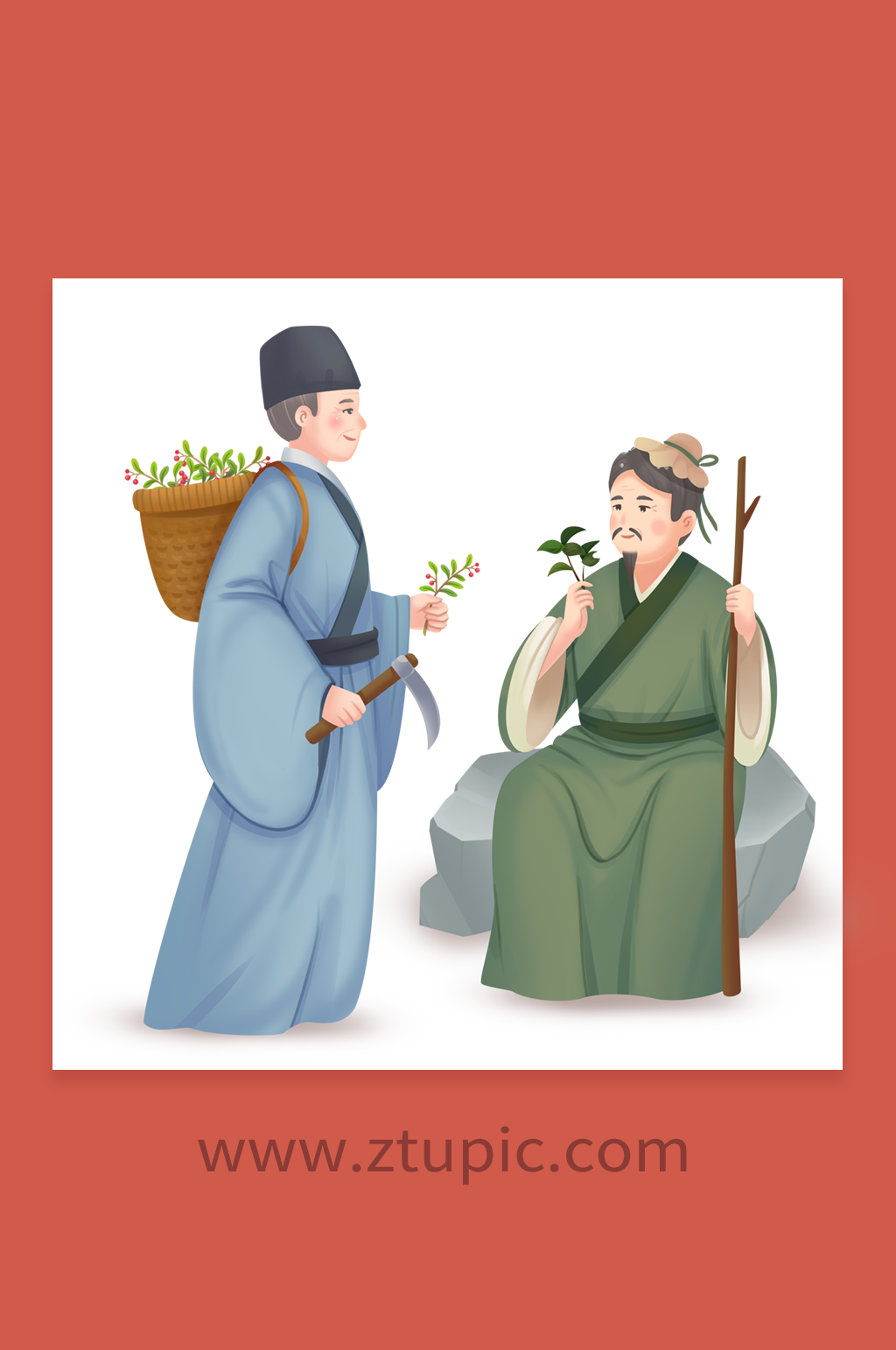 中医中草药中国医师节人物插画素材