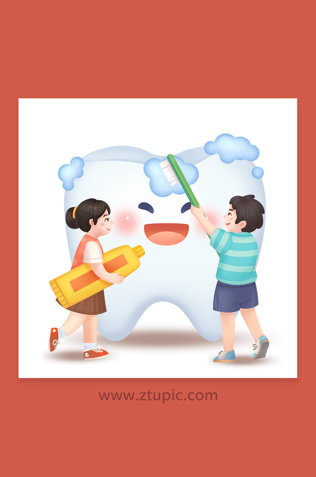 清洁牙齿全国爱牙日人物插画素材