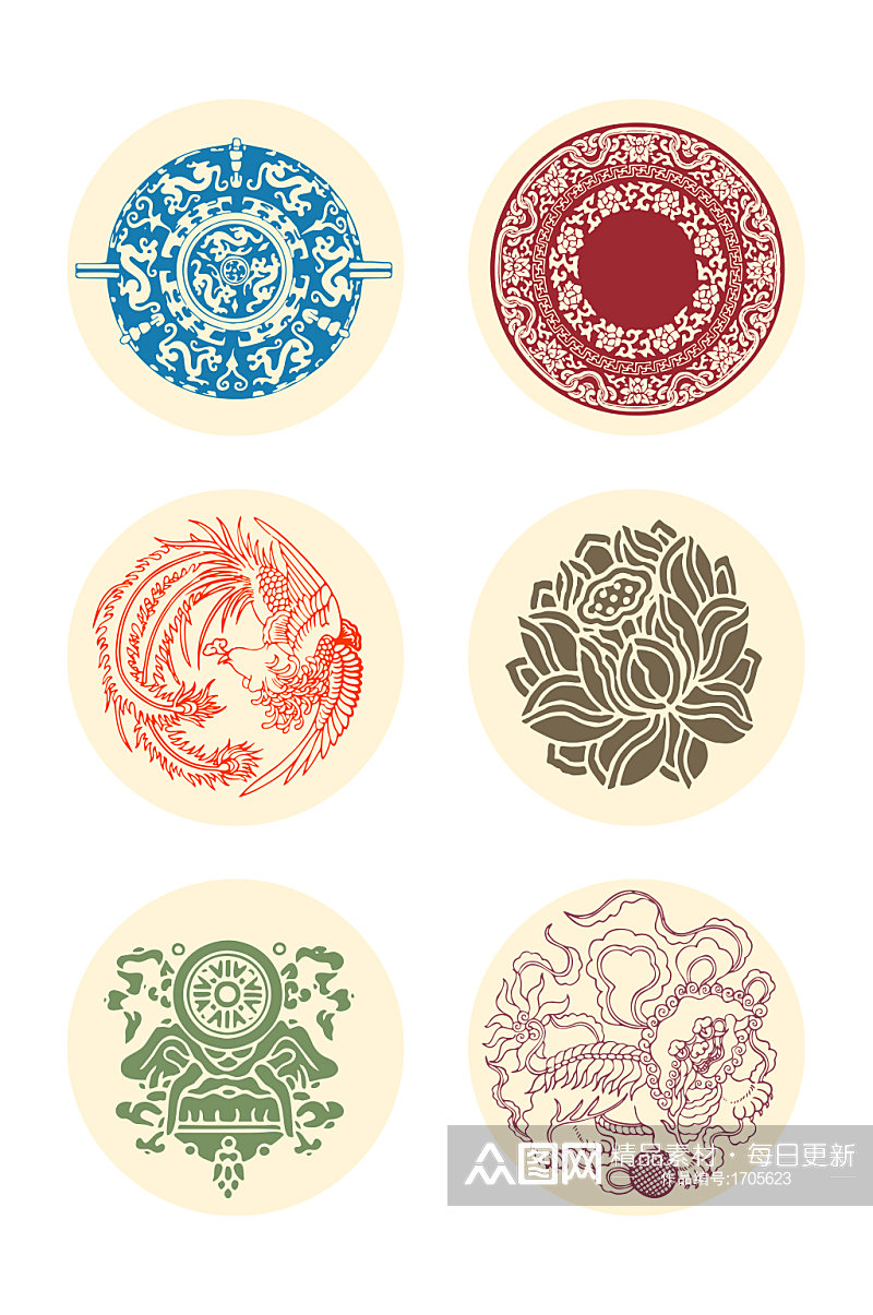 矢量中国传统花纹设计元素素材