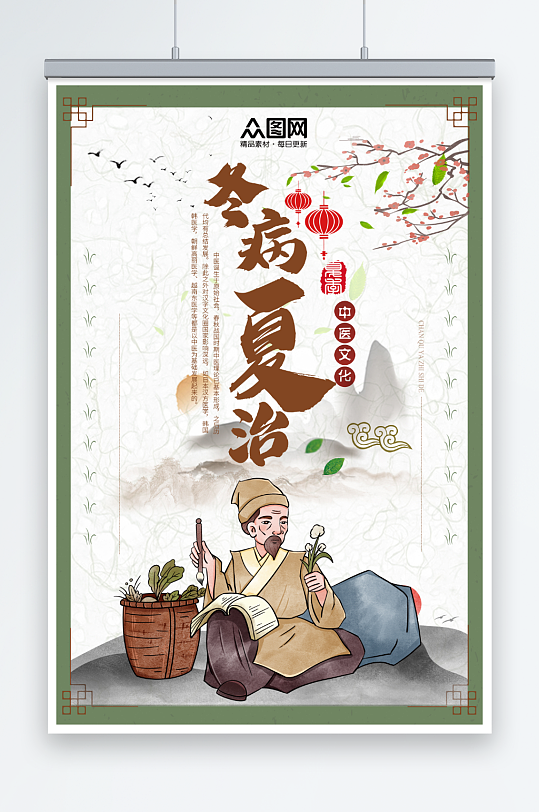 中医中国风夏季养生冬病夏治宣传海报