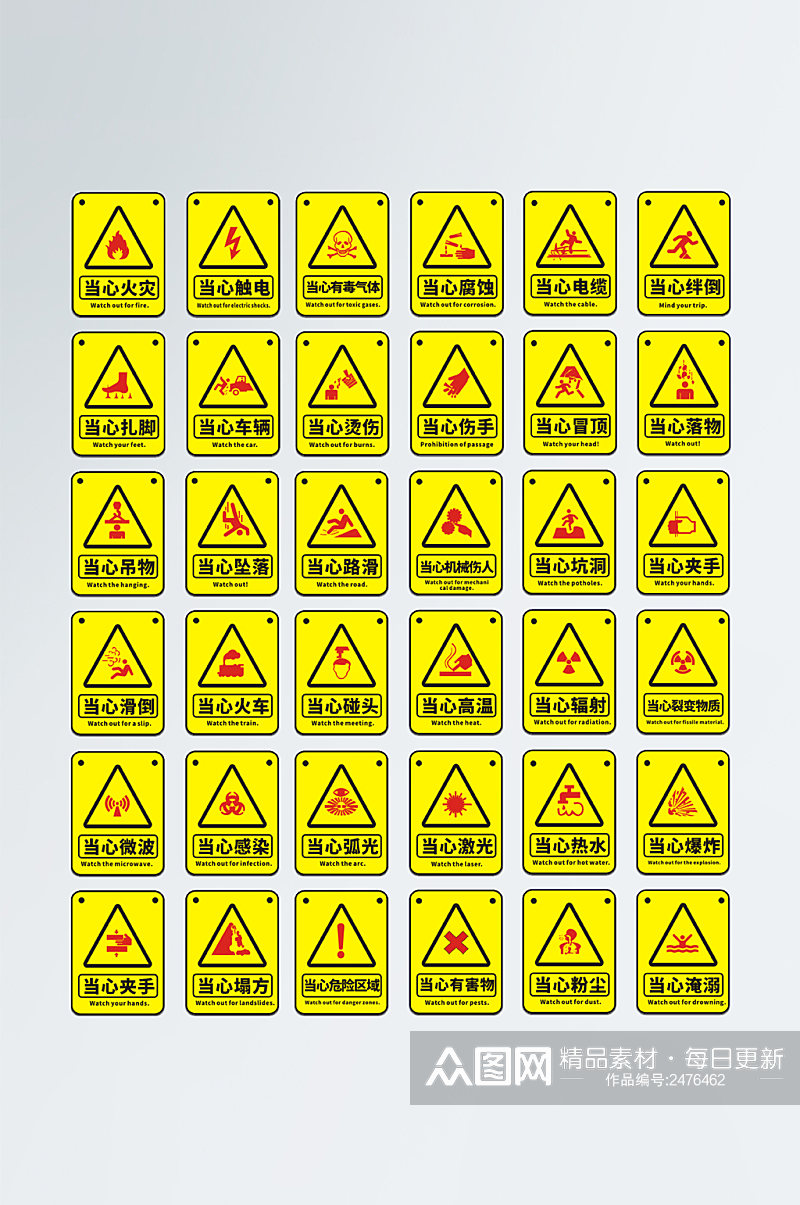 工地警示标识牌警示素材