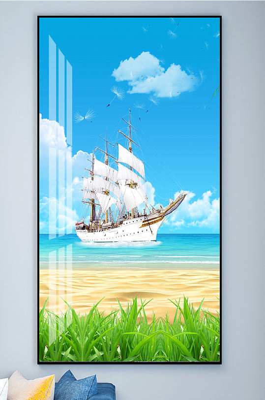 帆船一帆风顺装饰画-众图网
