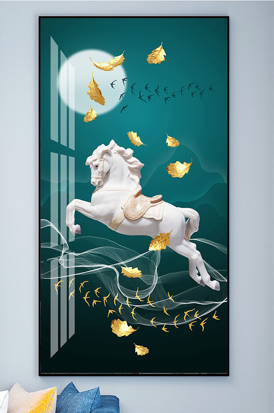 骏马一马当先马到成功装饰画