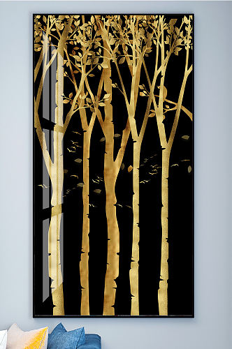 金色发财树装饰画