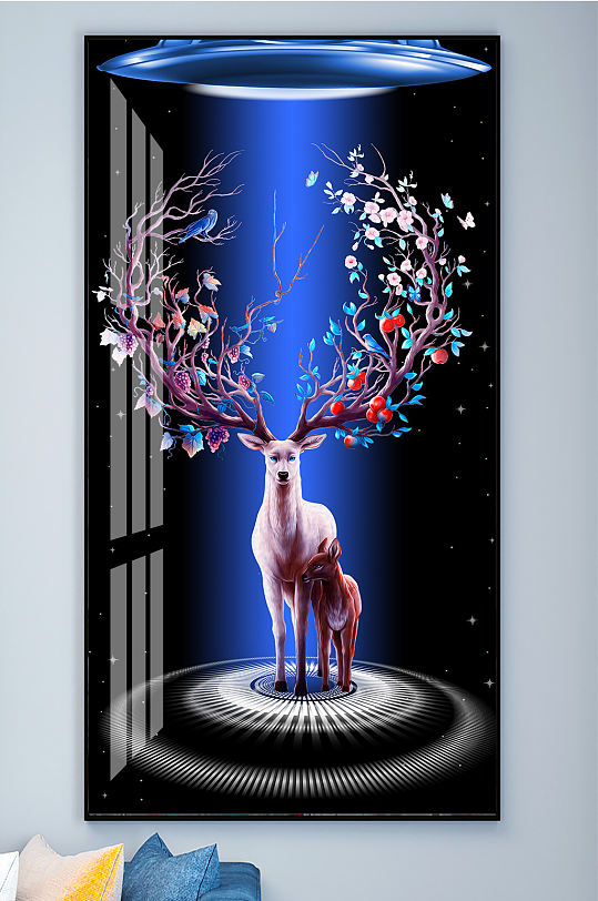 北欧麋鹿意境山水装饰画