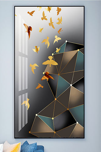 抽象鸟群几何图形组合装饰画