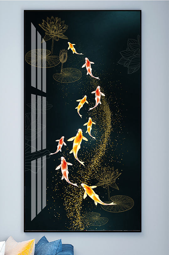 九鱼图金鱼鲤鱼年年有鱼装饰画立即下载九鱼图金鱼