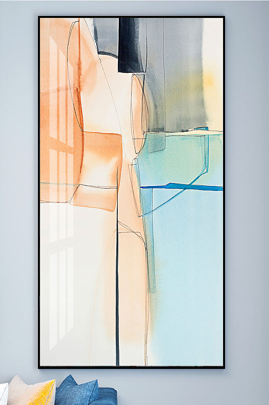 抽象艺术纹理几何色块图形组合装饰画