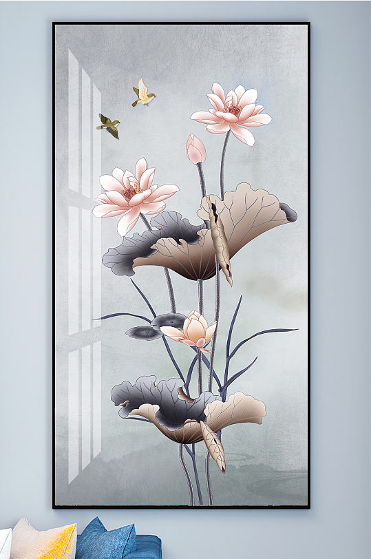 清荷墨韵荷花装饰画-众图网