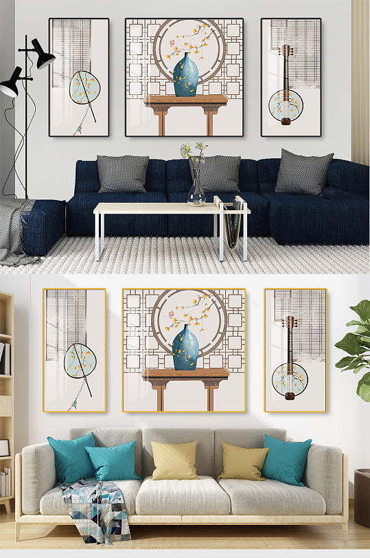 中式花卉花瓶装饰画-众图网