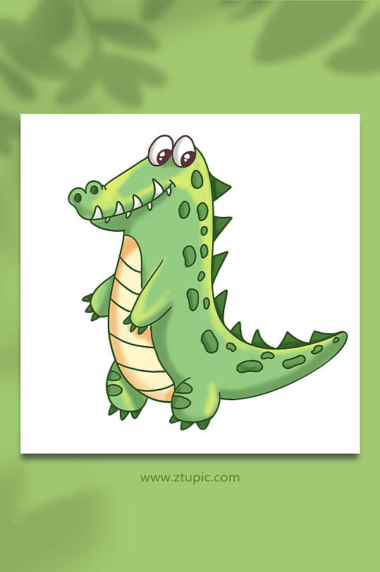 卡通动物鳄鱼元素插画