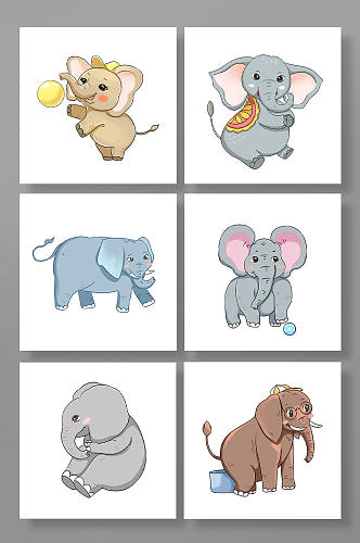 大象卡通动物元素插画