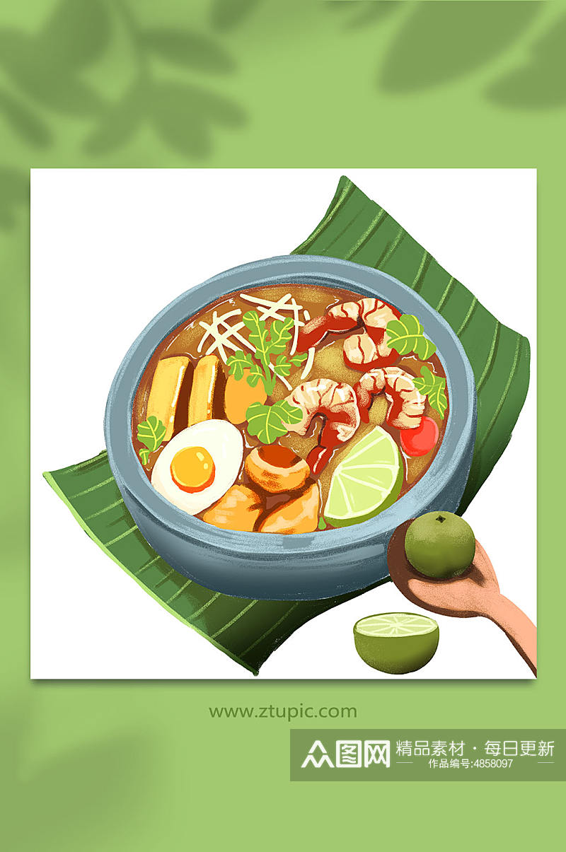 手绘越南美食插画元素素材