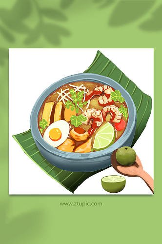 手绘越南美食插画元素