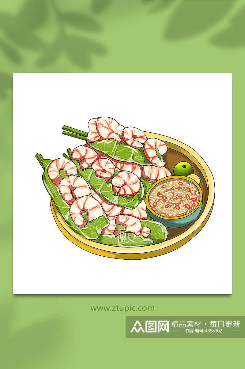 越南美食虾卷插画元素素材