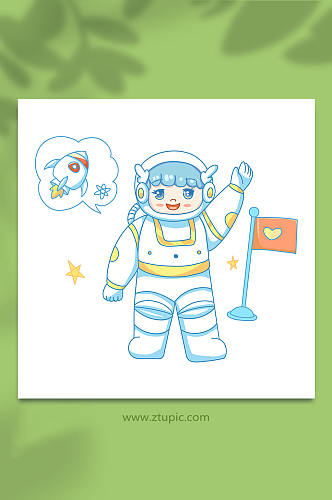 宇航员卡通人物插画元素