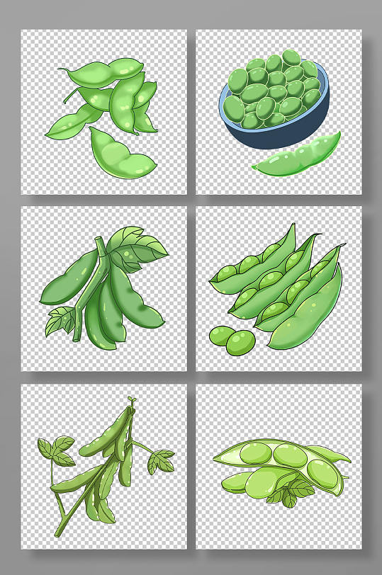 蔬菜毛豆插画元素