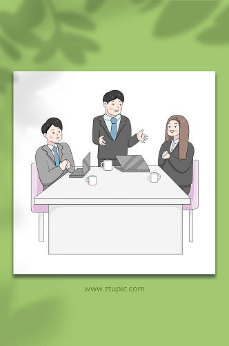 扁平化企业商务会议开会发表讲话人物插画