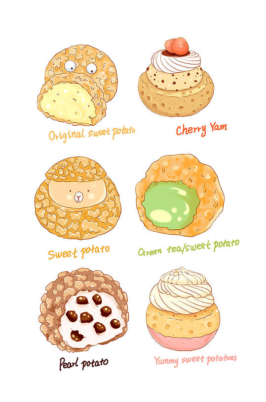 麻薯点心美食卡通手账插画元素-众图网