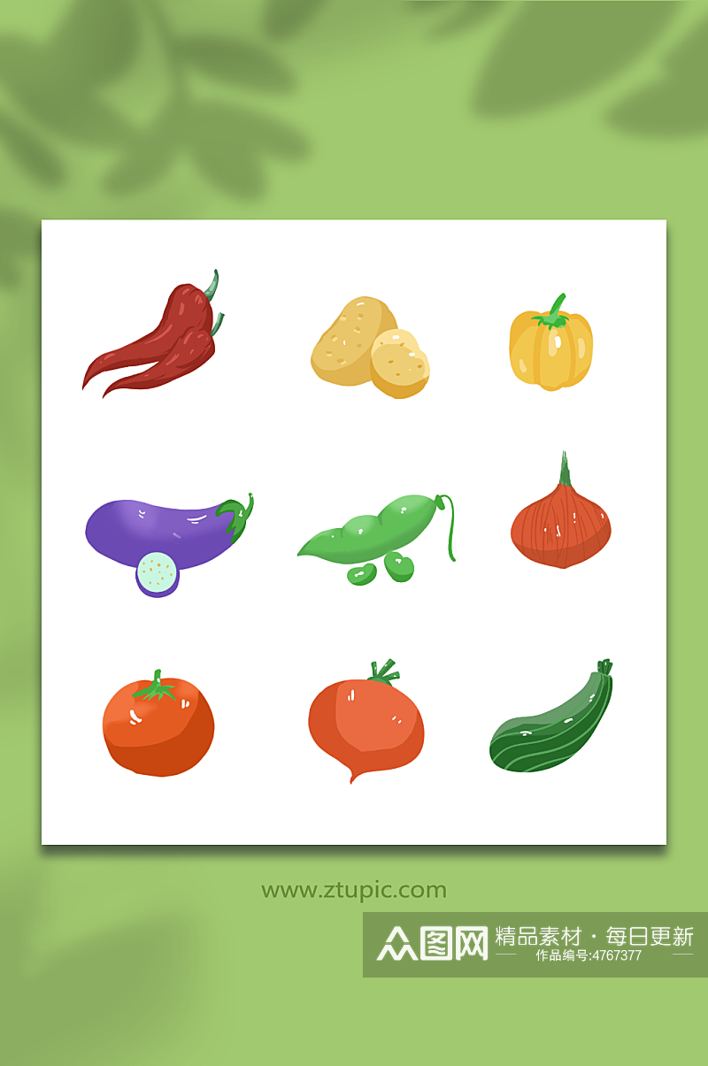 手绘各类蔬菜蔬菜元素插画素材