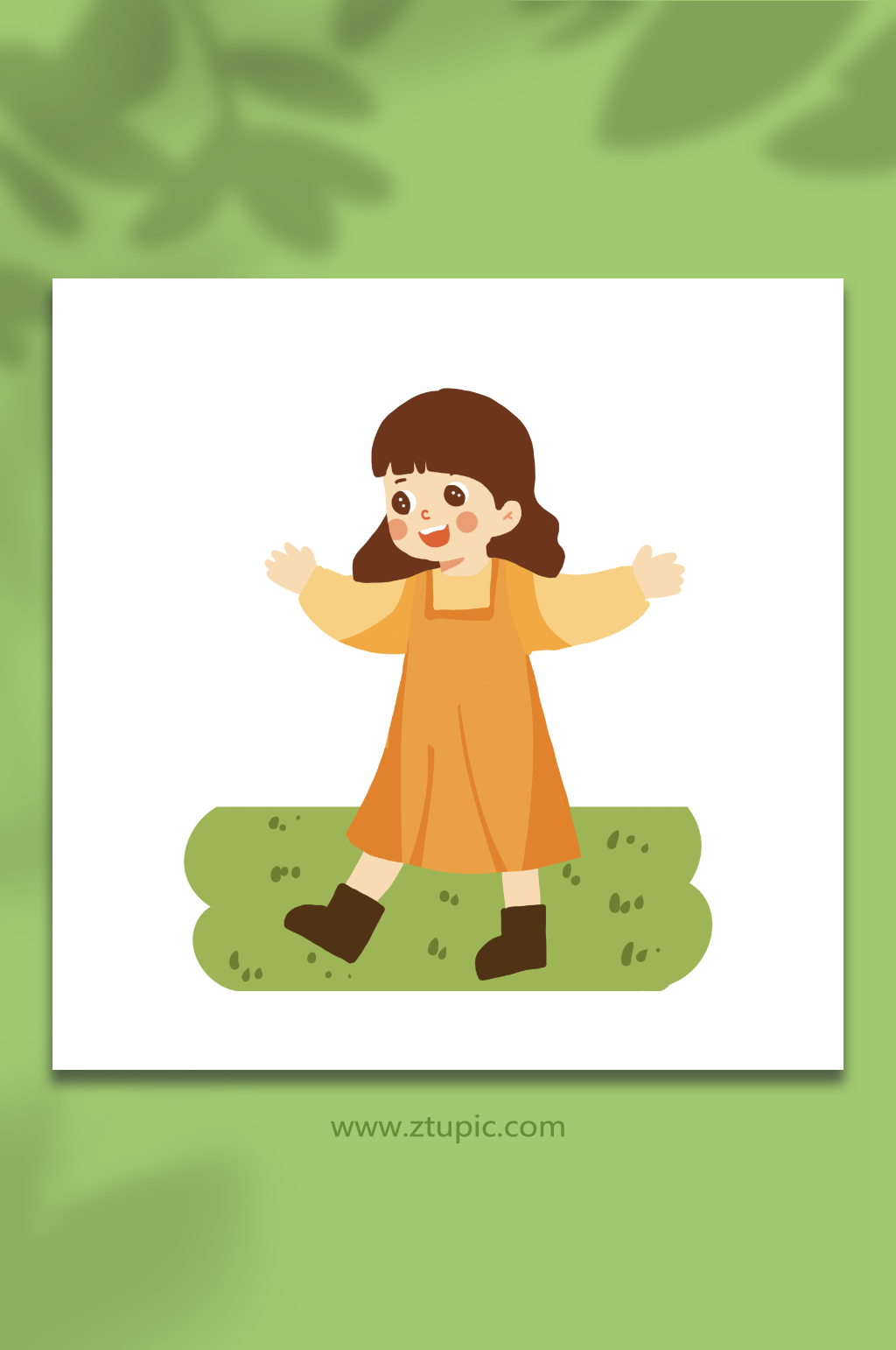 手绘女孩春季春游踏青人物元素插画素材