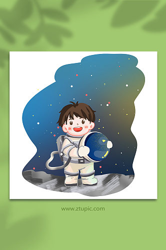 宇航员插画太空人卡通人物航天员插画星际