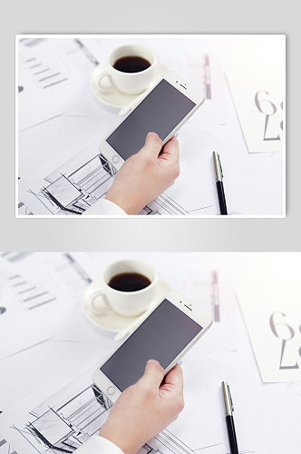 企业人物摄影图高清照片喝咖啡手机动作