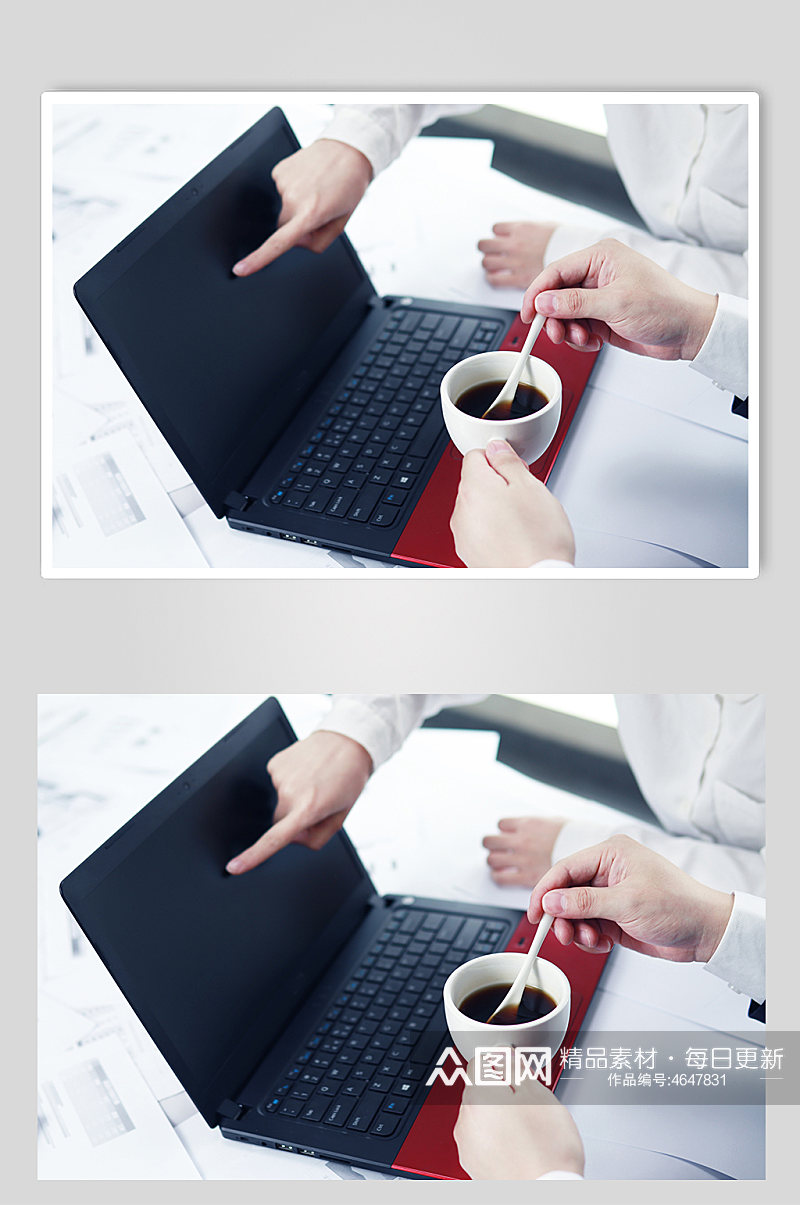 企业人物摄影图高清照片喝咖啡办公讨论动作素材