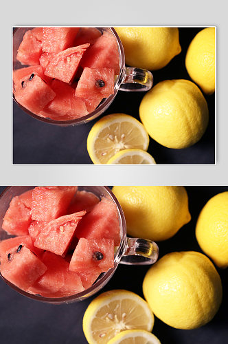 西瓜柠檬照片水果摄影图杂志配图海报配图