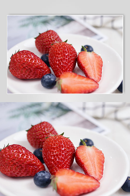 水果摄影照片橙子草莓蓝莓水果摆盘插图壁纸