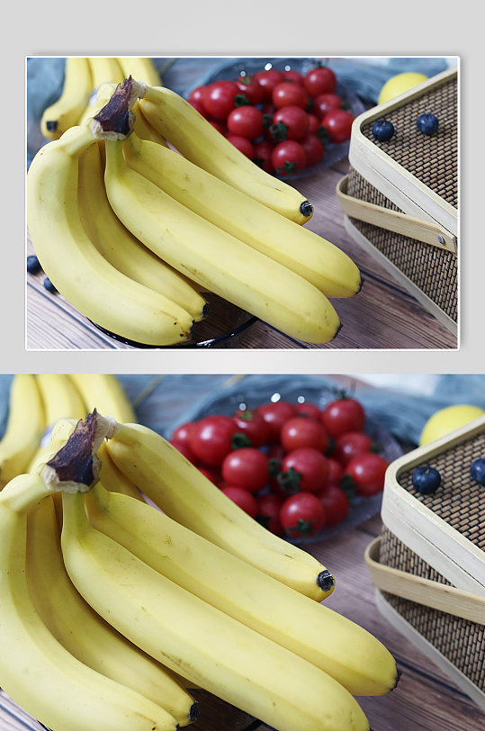 水果摄影图香蕉圣女果照片杂志配图海报配图