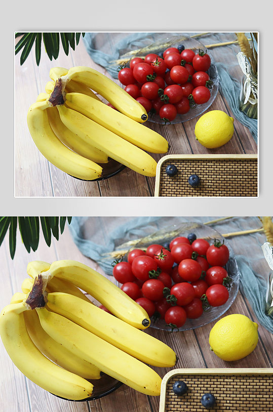 水果摄影图香蕉圣女果照片杂志配图海报配图