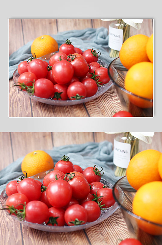 圣女果橙子水果照片摄影图杂志配图海报配图