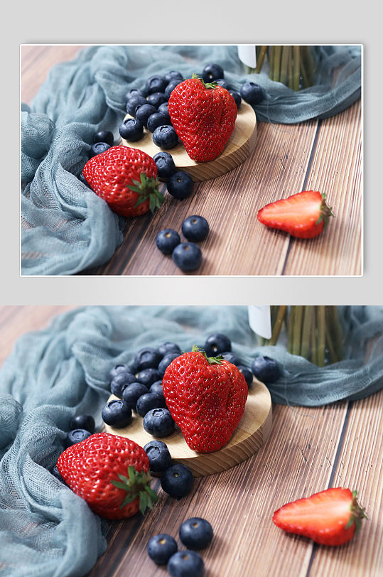 水果摄影照片草莓蓝莓水果摆盘插图壁纸