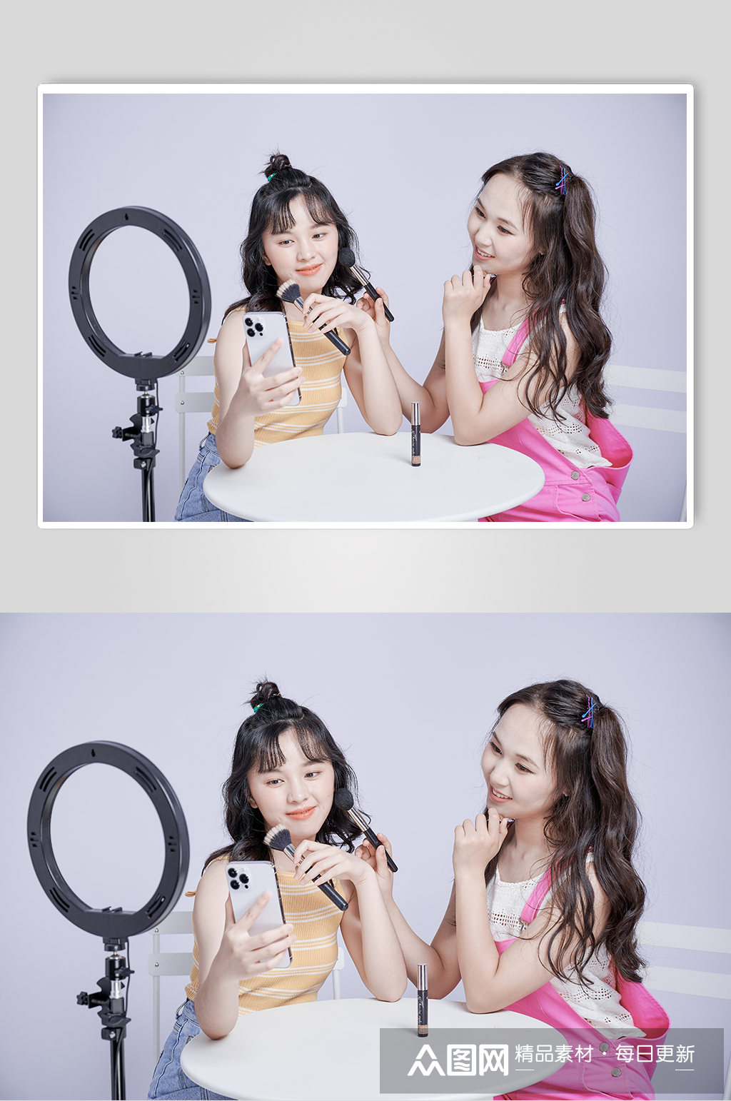 网红淘宝直播间摄影图彩妆直播卖货照片素材