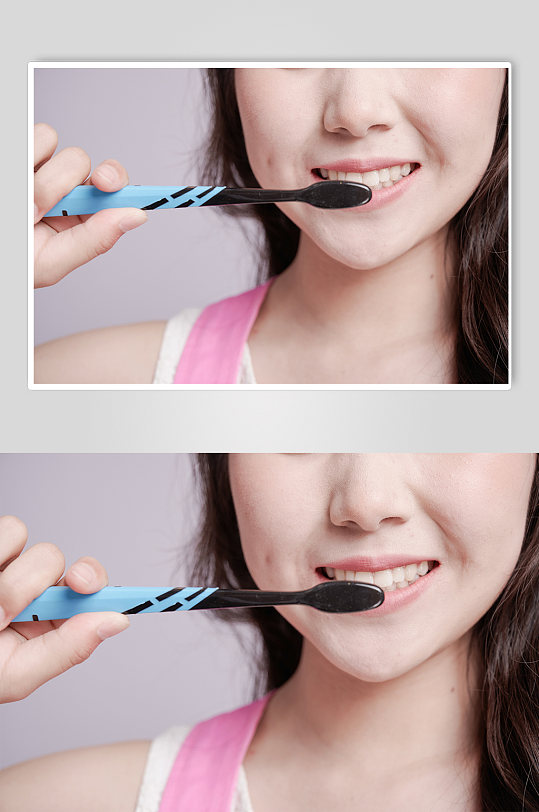 女生刷牙牙科牙医爱牙护牙齿健康照片摄影图