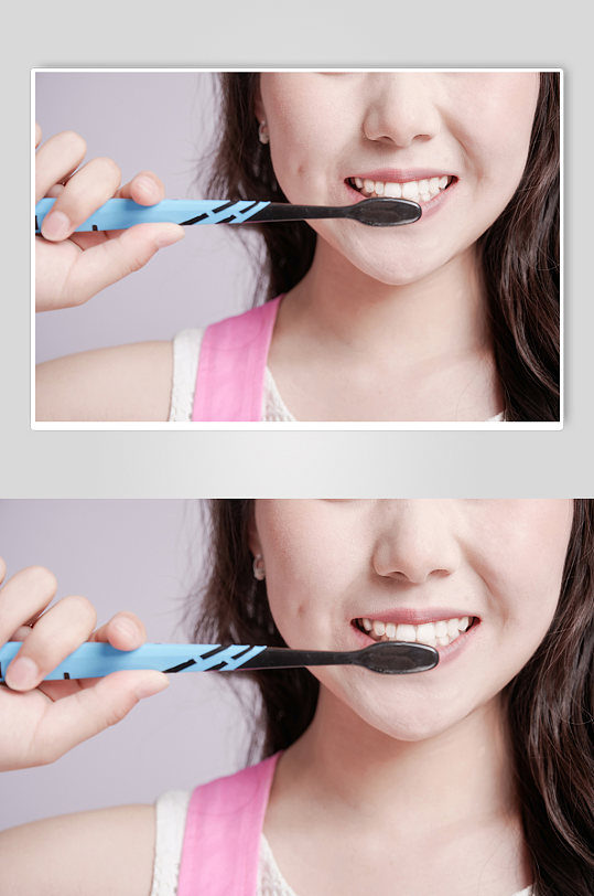 女生刷牙爱牙护牙牙科宣传精修摄影图照片
