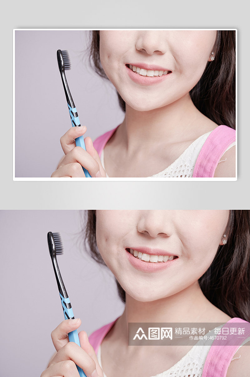 女生刷牙爱牙护牙牙科宣传精修摄影图照片素材