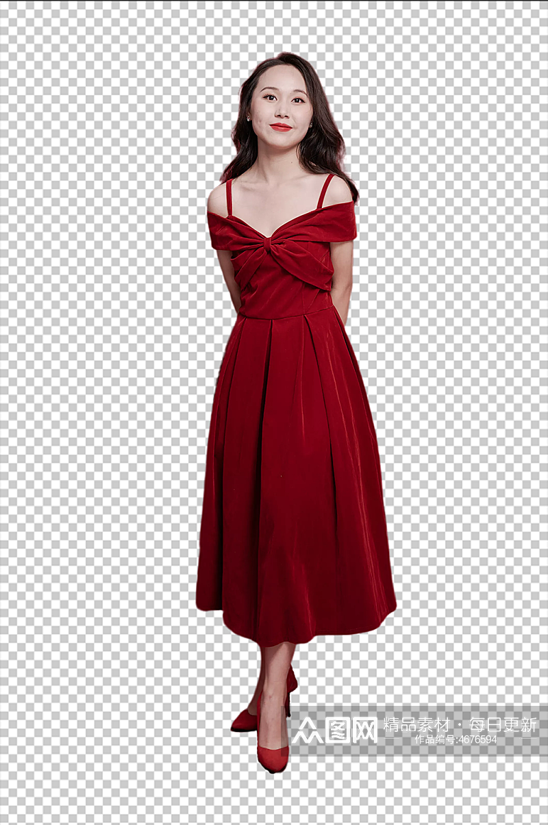 红裙女生女王节摄影图png免扣设计元素素材