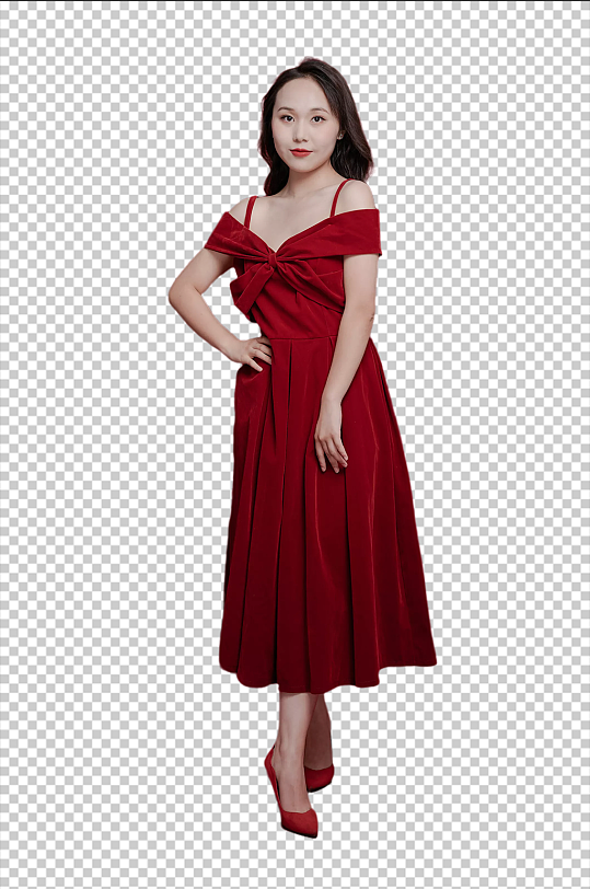 红裙女生女王节摄影图png免扣设计元素