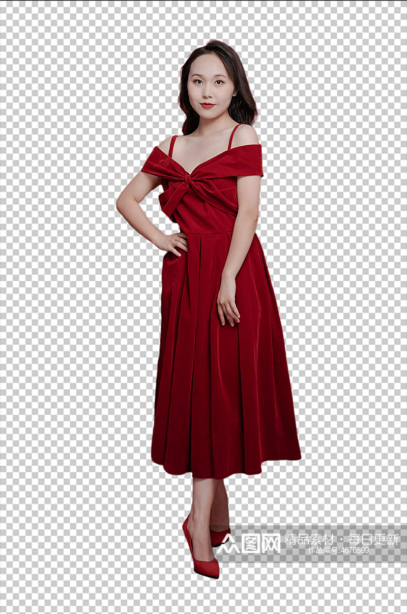 红裙女生女王节摄影图png免扣设计元素素材