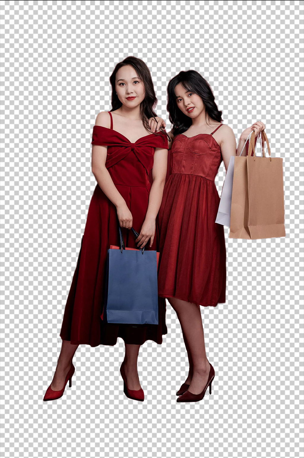 女生闺蜜双人逛街png免扣设计元素素材