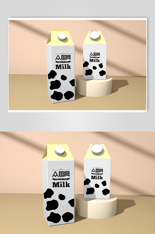 c4d牛奶饮料盒纸盒样机