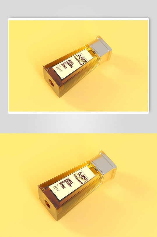 c4d白酒饮料透明玻璃瓶立体样机-众图网