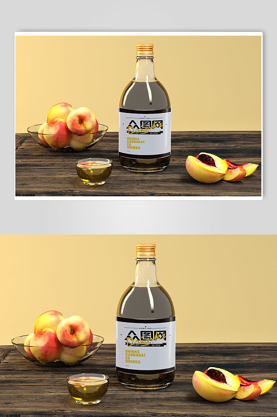 c4d白酒饮料透明玻璃瓶立体样机-众图网