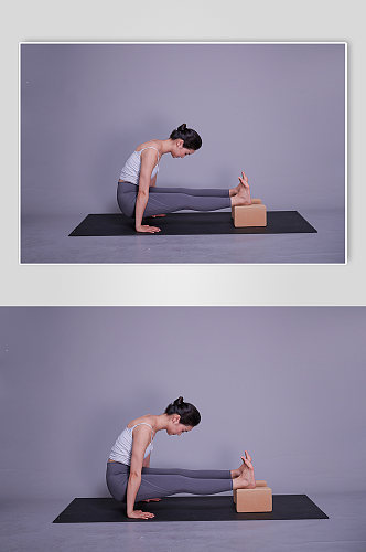 瑜伽女生动作示范人物摄影图